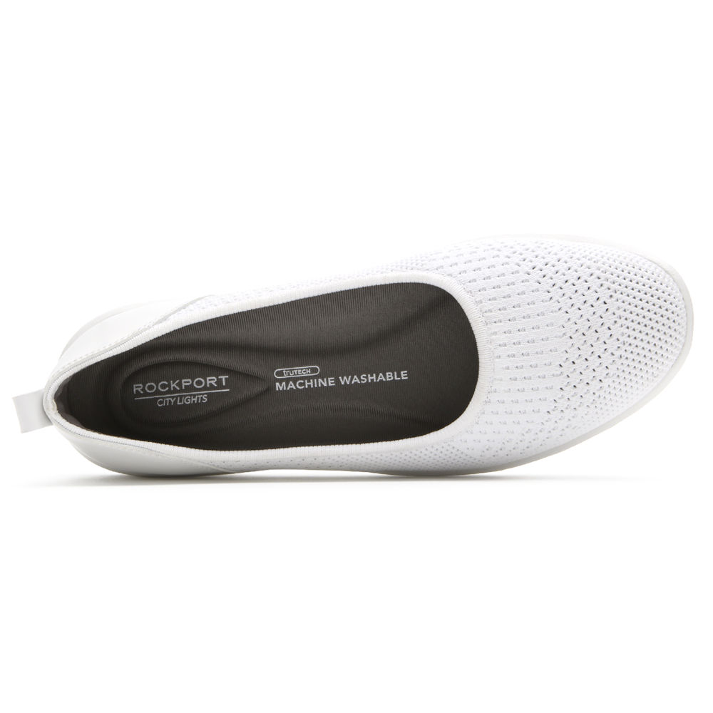 Rockport Singapore Womens Slip-On - Ayva Washable Knit Ballet White - FR3461287